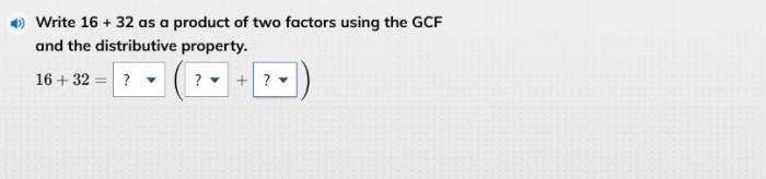 Factors gcf distributive