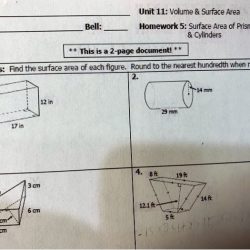 Unit 11 volume and surface area homework 3