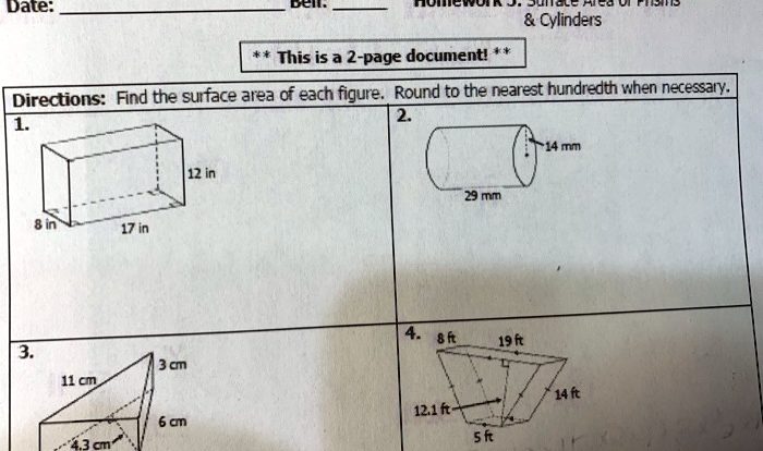 Unit 11 volume and surface area homework 3