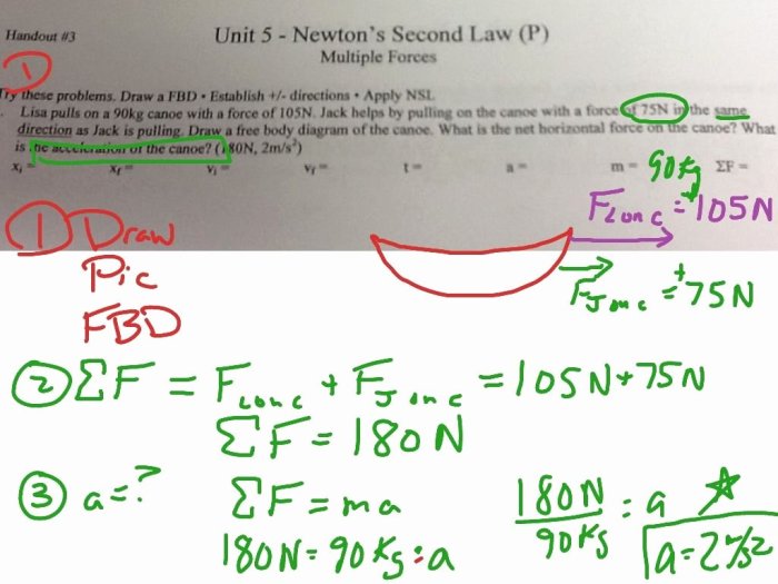 Newton's second law of motion worksheet