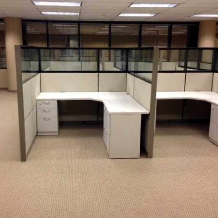 An office is divided into eight cubicles