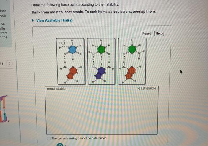 Rank the following base pairs according to their stability.